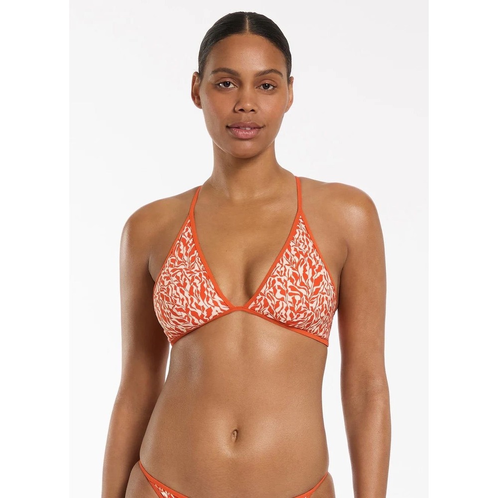 JETS Australia Sereno Ditsy Coral Floral Tie Back Bikini Top Swimsuit Size US 12